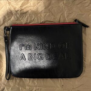 Black Wristlet Clutch with Red Accents